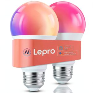 Lepro A19 Smart LED Bulbs Color Changing 800 Lumens 2 Pack-0