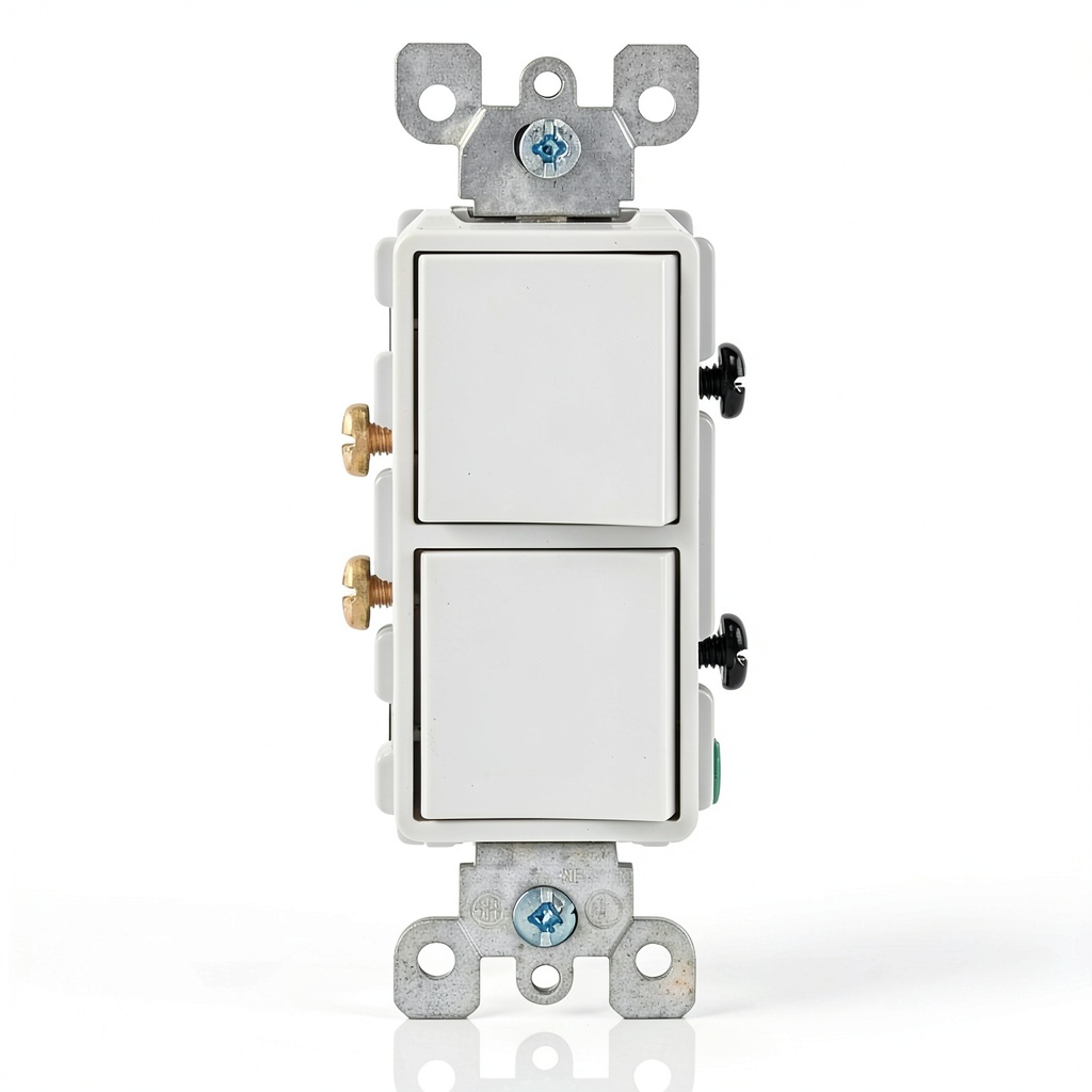 'Leviton Decora combination switch installed in a commercial wallbox'