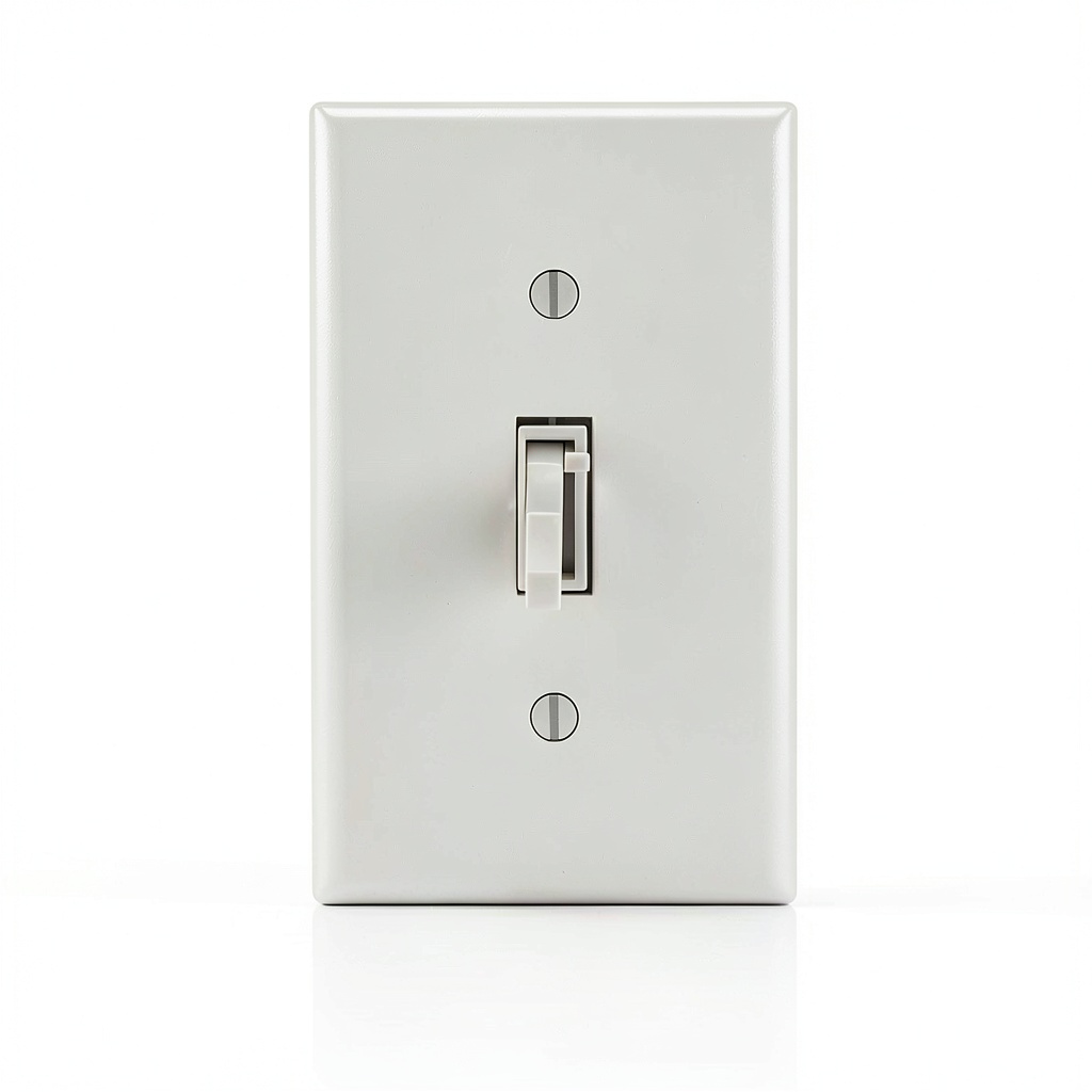 Leviton Toggle Slide Dimmer installed in a light switch panel